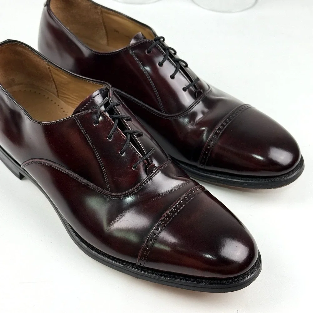 Johnston & J Murphy Cap Toe Lace Up Oxford Dress Shoe Men US 9.5 M Burgundy 42.5